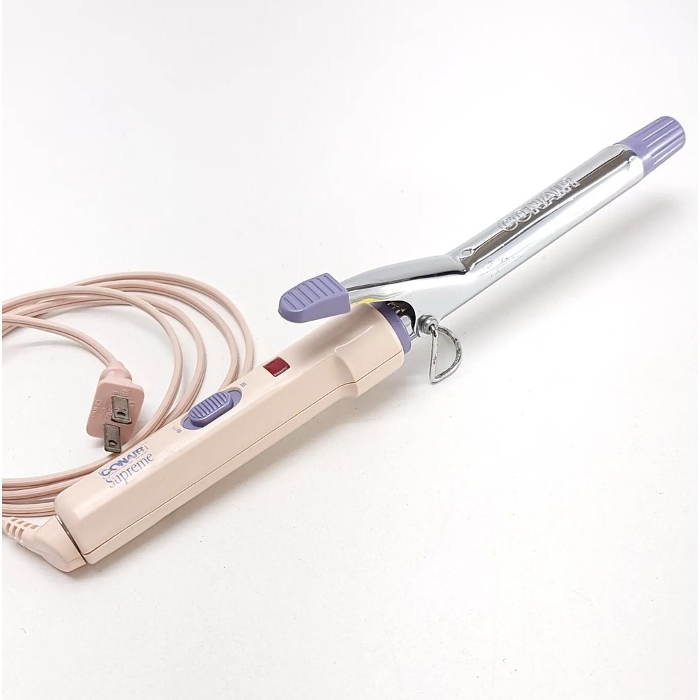 Vintage Conair Supreme Curling Iorn CD36 Pink Purple 3/4" Barrel Retro TESTED